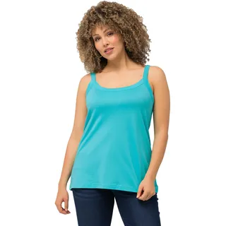 Ulla Popken Damen Spaghettitop, Rundhals, Modalmix, Ärmellos Spaghetti-Top, Tiefes Aqua, 46-48 EU