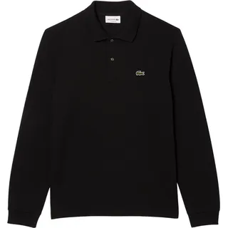 Lacoste Poloshirt Langarmpoloshirt aus Petit Piqué mit gesticktem Logo - Schwarz