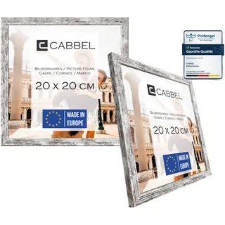 CABBEL Doppelpack (2er Set) Bilderrahmen 20x20 cm, Birke, stabiles MDF-Holz Rahmen, bruchsicherem Plexi-Glas, zum Aufhängen & Aufstellen, ideal für Fotos/Bilder/Collage