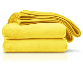 Gözze Amago - Kuscheldecke, Cashmere-Feeling, 180 x 220 cm - Gelb