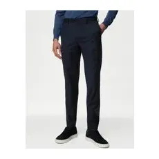 Mens M&S Collection Wool Rich Stretch Trousers - Navy, Navy - 42
