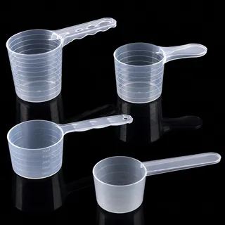 4 Stück Messlöffel, Dosierlöffel mit Skala 40ml, 50ml, 70ml, 100ml Waagen | Transparent Messlöffel Gramm, Scoop Löffel, Dosier-Löffel,Creatin Löffelfür Backen Kochen Kaffee Waschpulver Proteinpulver