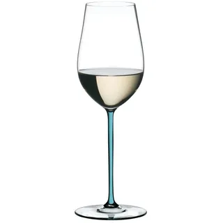 Riedel Vorteilset 12 x 1 Stück RIEDEL Fatto A Mano Riesling/Zinfandel Turquoise 4900/15T und 4 EKM Living Trinkhalme aus Edelstahl - Türkis