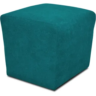 DOMO. collection Polsterhocker Bob, Sitzhocker, Sitzwürfel, Fußhocker, 46 x 46 x 43 cm (BxTxH), Webstoff in türkis