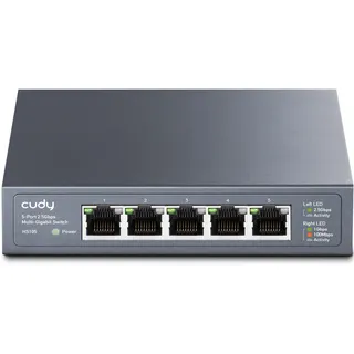 Cudy 5-Port Multi-Gigabit-Ethernet-Switch, volle 2,5 Gbit/s Ports, Loop-Erkennung, 802.3az Energieeinsparung, Desktop- oder Wandhalterung, lüfterloses Design, HS105