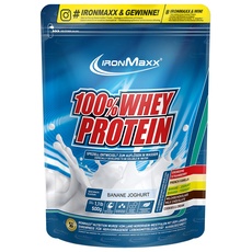 IronMaxx 100% Whey Protein Pulver - Banane Joghurt 500g Beutel | zuckerreduziertes, wasserlösliches Eiweißpulver aus Molkenprotein | viele verschiedene Geschmacksrichtungen