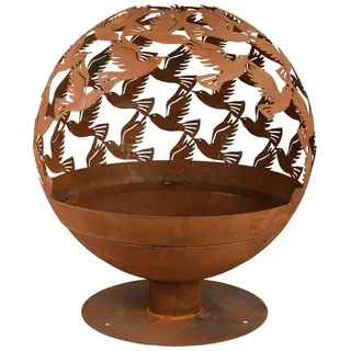 Esschert Design Feuerschale Laserschnitt Vögel Rostbraun