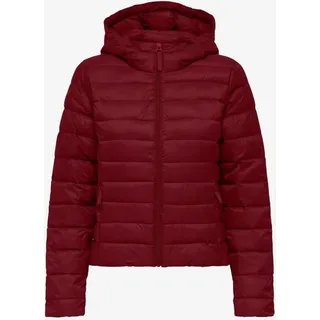 Only Steppjacke ONLY "ONLTAHIA LW QUILTED HOOD JKT OTW CC OTW", Damen, Gr. M, rot (cabernet), Steppware, Obermaterial: 100% Nylon, unifarben, regular fit normal, Jacken Steppjacke, Kunstfaser