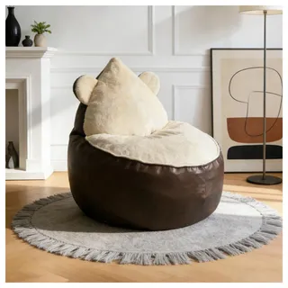 STILVORA Bärenförmiger Lounger mit verspieltem Charakterdesign und runder Form, Sitzsack Sessel mit stabiler breiter Basis für sicheren Halt, Kindersessel mit weichen Konturen für harmonische Wohnintegration - Braun