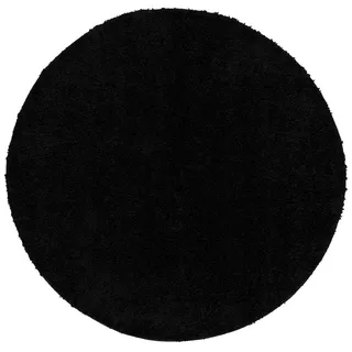 Pergamon Hochflor Langflor Teppich Aloha Schwarz, 80cm Rund