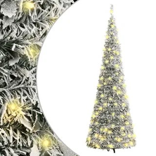 Pop-Up-Weihnachtsbaum Künstlich Beschneit 50 LEDs 120 cm, Künstliche Weihnachtsbäume 2024 Neu Design Möbel - Weiß