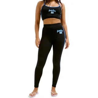 Juicy Couture Damen ICON High Waist Trainingshose für Sport Freizeit Fitness mit Kordelzug in versch. Farben Leggings, Black, L