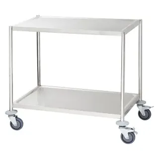 Stalgast Servierwagen Edelstahl, 150 Kg Traglast, 2 Borde, Robuster Küchenwagen für den Gastronomiebedarf, 1 Stück - ohne Griff, (B x H x T): 85 x 80 x 53 cm