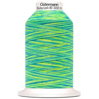 Gütermann "Das hüpfende Komma Gütermann Bulky-Lock Multicolour Bauschgarn No.80 Lime-blau 1000m"
