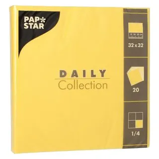 Papstar Daily Collection gelb 2-lagig 16,0 x 16,0 cm 20 St.