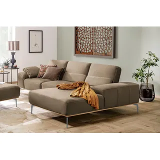 W.Schillig Ecksofa »run, Designsofa mit tollem Sitzkomfort, bequem, L-Form« mit elegantem Holzsockel, Füße in Silber matt, Breite 299 cm, beige