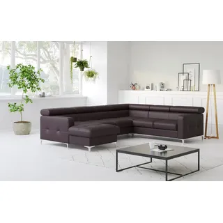 COTTA Wohnlandschaft »Sammy U-Form« mit Kopfteilverstellung, wahlweise mit Bettfunktion & Bettkasten, braun