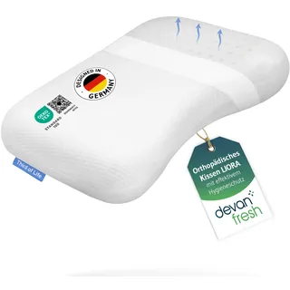 Third of Life Nackenkissen Kopfkissen Liora, Ergonomisches Kissen mit Memory Foam, Seitenschläferkissen mit Allergiker-Ausrüstung, Nackenstützkissen mit 10cm Höhe