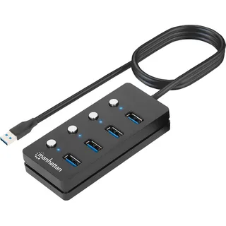 Manhattan 4-Port USB 3.0 Typ-A Hub 4 Ports), Dockingstation + USB Hub, Schwarz