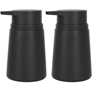 Topsky Seifenspender Set 2 Stücke – 313ml Schwarz Plastik Seifenspender mit pumpe – Flüssigseifenspender für Küche, Bad, Dusche, Tropffrei, Vintage Design.