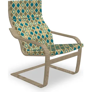 ABAKUHAUS Retro Poäng Sessel Polster, Vertikale Ogee Formen Weinlese, Sitzkissen mit Stuhlkissen mit Hakenschlaufe und Reißverschluss, Creme Beige Blau - Creme, Beige, Blau