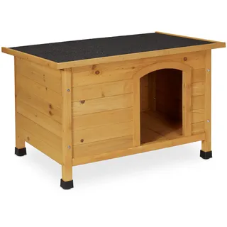Relaxdays Hundehütte 58 x 86 x 58 cm Holz Natur/schwarz