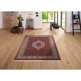 my home Orientteppich »Chandra« rechteckig 12 mm Höhe handgeknüpft, 80% Schurwolle, 20% Seide, mit Fransen, rot