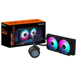 Gigabyte AORUS WATERFORCE II 240 AIO Flüssigkeits-CPU-Kühler - 2x120mm ARGB-Lüfter, Schiebe-in-Verriegelungsmechanismus, Daisy-Chain, kompatibel mit Intel LGA 1851 und AMD AM5