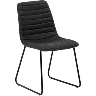 Woodkings 2X Stuhl Milton, Kufenstuhl, Stoff grau, Metall, Esszimmerstuhl modern, Designstuhl, Metallstuhl, Küchenstuhl (2er, Schwarz)