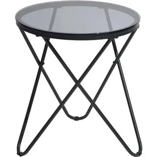 39f furniture dream Couchtisch Grau Metall und Glas 45 x 45 x 50 cm