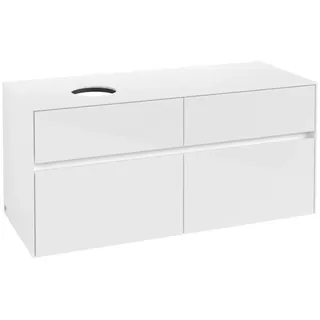Villeroy & Boch Collaro Waschbeckenunterschrank, Wandmontage, 4 Auszüge SoftClose, Waschbecken links, 1200x548x500mm, C04200DH, Farbe: Front/Korpus: Glossy White, Griff: White Matt
