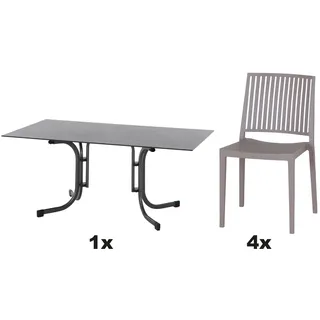 Siena Garden Gartenmöbel Set Lane 5-teilig 160 cm x 90 cm Taupe