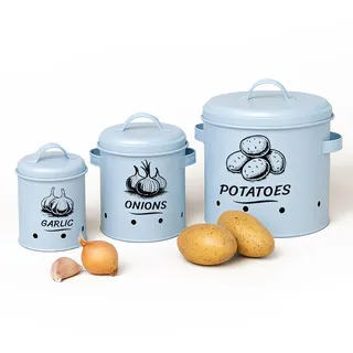 Relaxdays Zwiebeltopf hellblau 3-teiliges Set