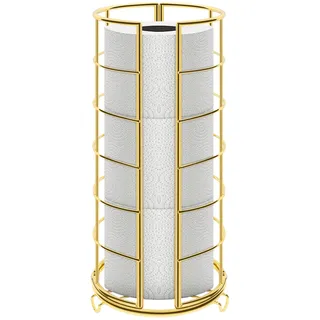 NearMoon Toilettenpapier-Organizer, freistehend, 3 Rollen, Taschentuchaufbewahrung, Metall, Badezimmer-Zubehör, rostfreier Toilettenpapierhalter für Badezimmer/Küche, Arbeitsplatte, Schrankregal, Gold