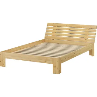 Französisches Bett 140 x 200 Kiefer massiv Bettrahmen Zubehör wählbar V-60.67-14-TinaRollrost inkl. - Naturbelassen