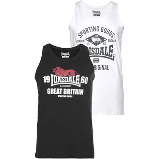 Tanktop LONSDALE "BIGGIN", Damen, Gr. M (48), schwarz-weiß (weiß, schwarz), Single Jersey, Obermaterial: 100% Baumwolle, unifarben, schmal, Rundhals, Tops Tanktop