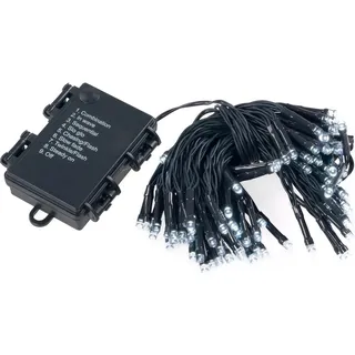 LED Lichterkette für außen und innen mit Batterie | Gesamtlänge 1.000 cm | 8 Leuchtmodi | Timer | schwarzes Kabel | batteriebetrieben (kalt-weiß) - Weiß