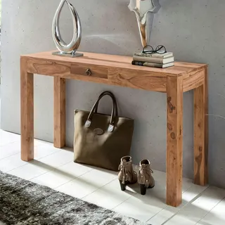 FineBuy Konsolentisch Holz Massiv Wandtisch Konsole Anrichte 1 Schublade Schreibtisch