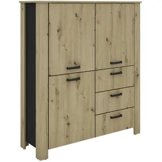 byLIVING Higboard FARO/Stollenoptik / 3 Türen und 3 Schubkästen/verstellbare Einlegeböden/viel Stauraum/Sideboard/Kommode/Maße: B 160, H 84, T (Artisan Eiche (Eiche-Optik))