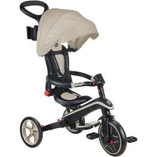 GLOBBER Explorer Trike Foldable 4in1 Beige – Dreirad, Laufrad und Kinderwagen in 10/8,5 Zoll – TPR-Sitz – höhenverstellbares Kinderfahrzeug