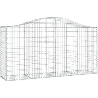 vidaXL Gabione mit Hochbogen 200x50x100/120 cm Verzinktes Eisen - Silber