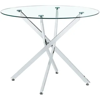 Oxeza Esstisch runder mit silbernem Metallgestell 80/80/75 cm , Silberfarben , Mode , Rund,Rund , 88x75x88 cm , Esszimmer, Esstische