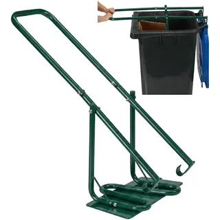 Relaxdays Müllpresse für Mülltonne, Müllverdichter mit Metallplatte, grün | Hausmüll, Restmüll, Plastik, manuell, Stahl