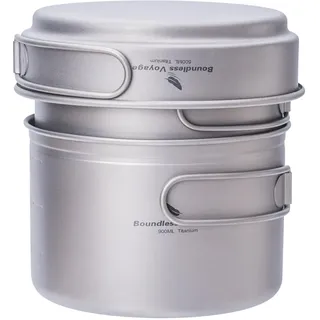 iBasingo Titan Topf Pfannen Set mit Klappgriff Im Freien Camping Suppe Topf Schüssel Bratpfanne Essgeschirr Ultraleicht Kochgeschirr Für Picknick Reisen Wandern Ti2036C