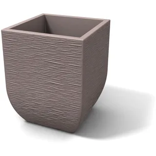 Kloris Pflanzkübel quadratisch für Innen- und Außenbereich Modell SALENTINO 30 Polyethylen gestreift Taupe Außenmaße 29 x 29 cm Höhe 43,5 cm. Hohe Qualität Made in Italy.
