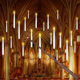20pcs Schwebende kerzen mit Zauberstab Fernbedienung, Halloween Dekoration | LED Kegelkerzen mit Warmem Flackerndem Licht, Batteriebetrieben, Flammenlos, Ideal Geschenk für Party Weihnachtsdekoration