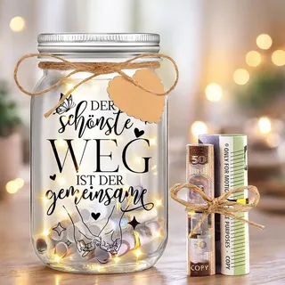 kiimiipa Hochzeitsgeschenke für Brautpaar,Hochzeitsgeschenk LED Dekoflasche,LED Flaschenlicht Hochzeit Geldgeschenk,Just Married Spardose,Hochzeitsgeschenk Geld,Geschenke für Hochzeit