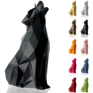 Candellana Handmade Wolf Low-Poly Kerze Geschenk- Lustig - Dekorative Kerze - Home Décor - Geschenke für Freunde - Baumwolle Docht - Brenndauer 35h - Black Metallic Kerze