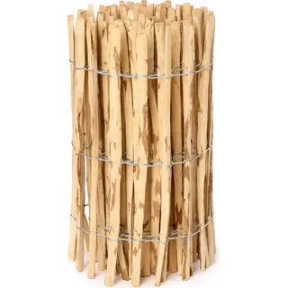 Garronda Gartenzaun zum Stecken aus Haselnüsse Zaun Garten Staketenzaun Beeteinfassung Holz Steckzaun Hochwertiger Gartenzaun für Ihren Garten GD-0079 (Lattenabstand: 3-5 cm. 80 cm x 5m) - Naturbelassen