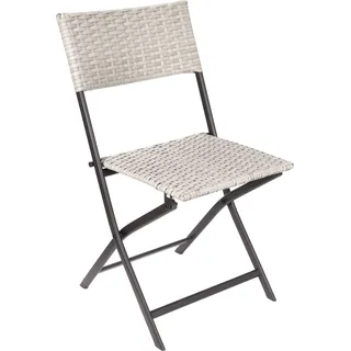 BRUBAKER Gartenstuhl Lugano - Polyrattan Klappstuhl wetterfest und robust - Balkonstuhl klappbar - Campingstuhl für Garten Balkon Camping, 1 Stuhl - Grau, Beige